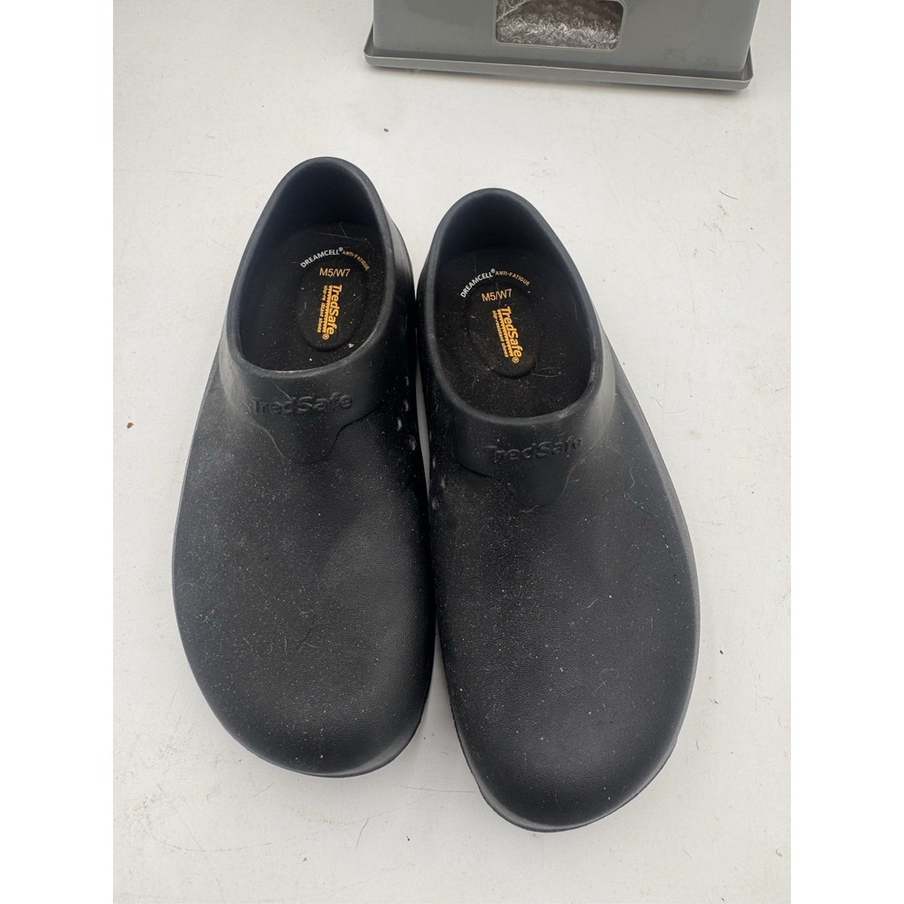 EUC TREDSAFE UNISEX SLIP ON SLIP RES. ANTI FATIGUE MENS 5 WOMENS 7 BLACK New